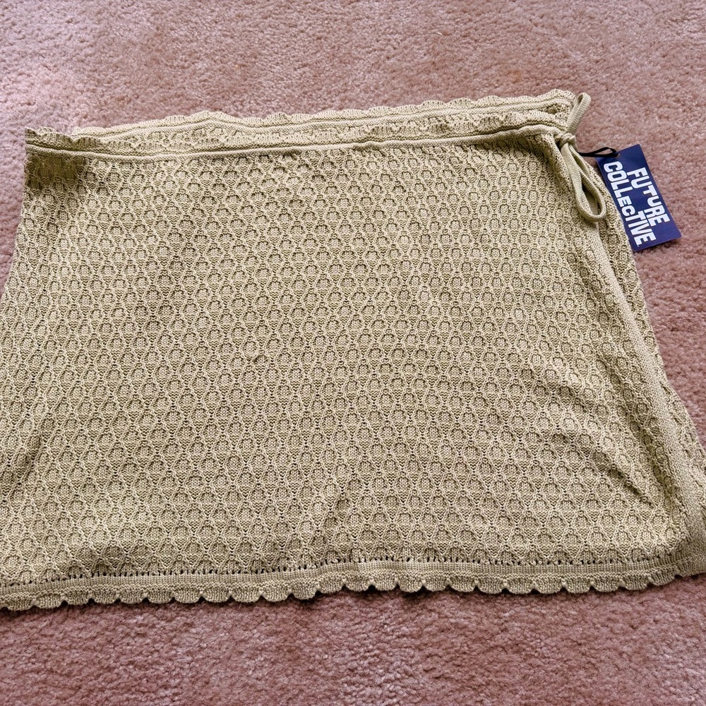 Future Collective Knit Wrap Skirt Womens 3X Sage Green Tie Waist NWT Boho